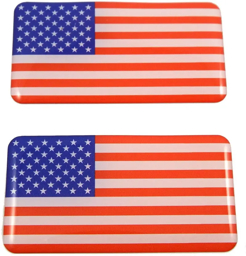 USA Patriotic Flag 3D Domed Decal – Raised American Symbol Sticker Set (2 pcs)