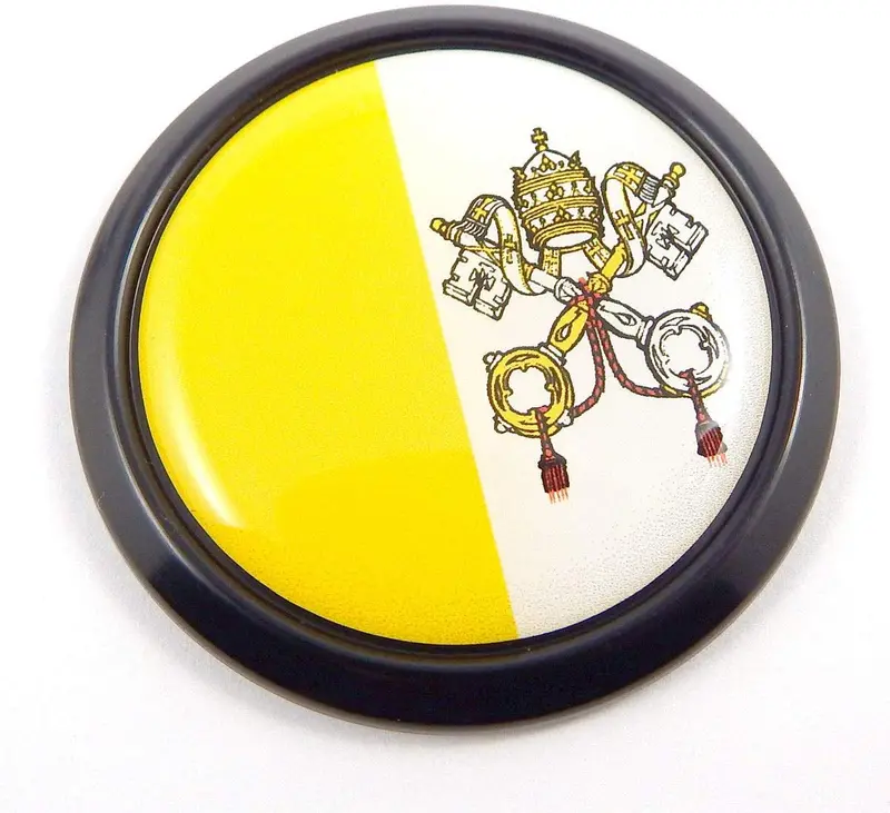 Vatican City Flag 3D Round Decal – 1.85″ Black Automotive Emblem Sticker
