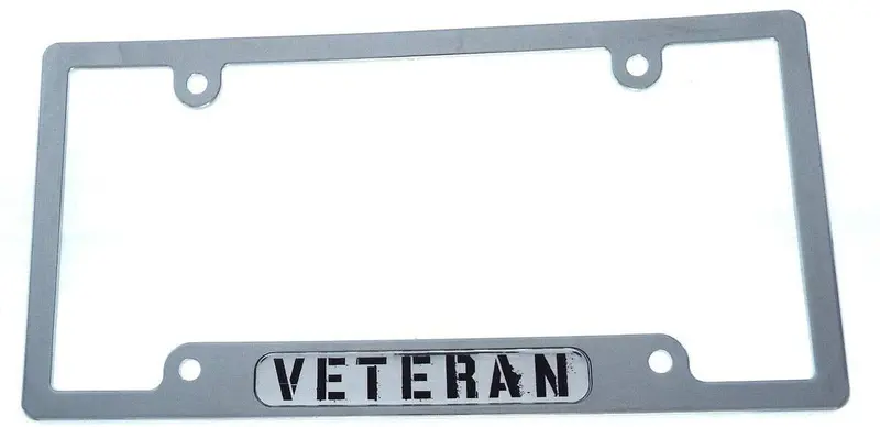 Veteran Tribute License Plate Frame – Chrome-Finished Plastic Tag Cover (CP08)