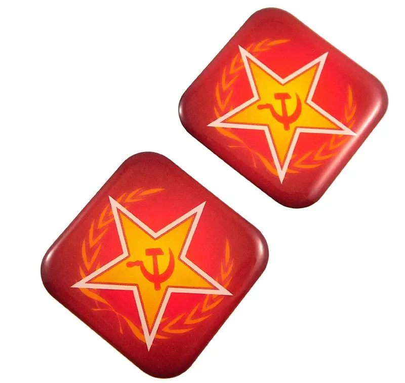 Vintage USSR Soviet Flag Domed Gel Decal – 1.5-Inch Square Automotive and Bicycle Sticker