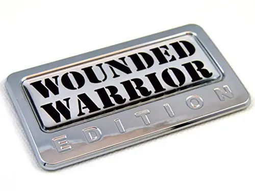 Wounded Warrior Tribute Domed Chrome Emblem Sticker for Autos and Bikes