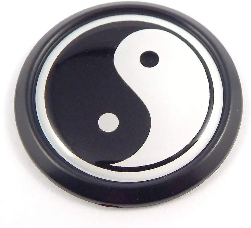 Yin Yang Symbol 3D Round Car Decal – 1.85″ Black Badge Sticker
