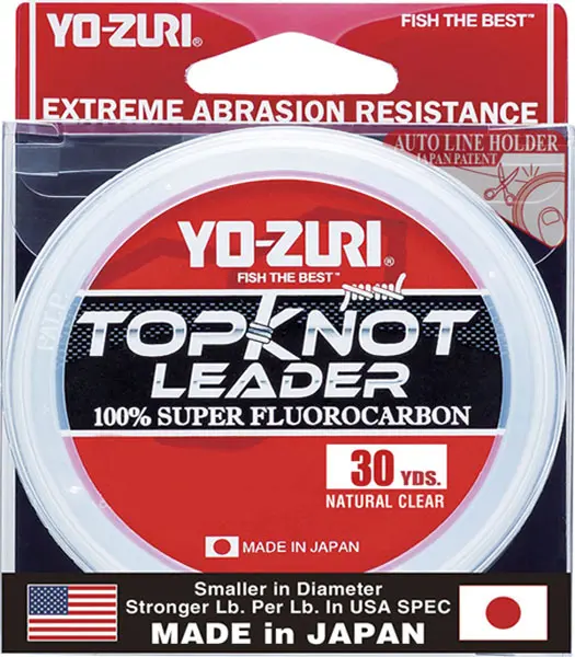 Yo-Zuri TopKnot Fluorocarbon Leader – 30-Yard Spool, Abrasion-Resistant