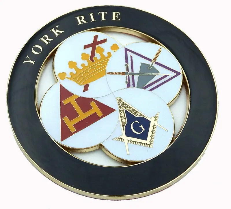York Rite Royal Arch Masonic Chrome Car Decal – 3″ 3D Metal Emblem (MAS9-BLK)